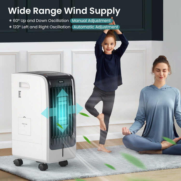 110V Portable Cooling Evaporative Fan with 3-Speed and 8H Timer Function