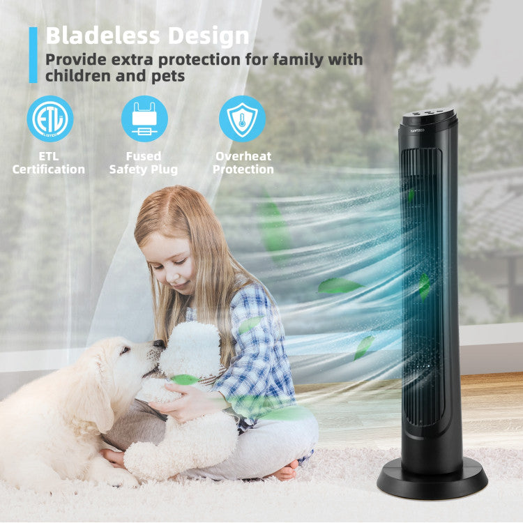 40 Inch Tower Fan with Remote 75˚ Oscillating Fan with 3 Wind Modes and 4 Wind Speeds
