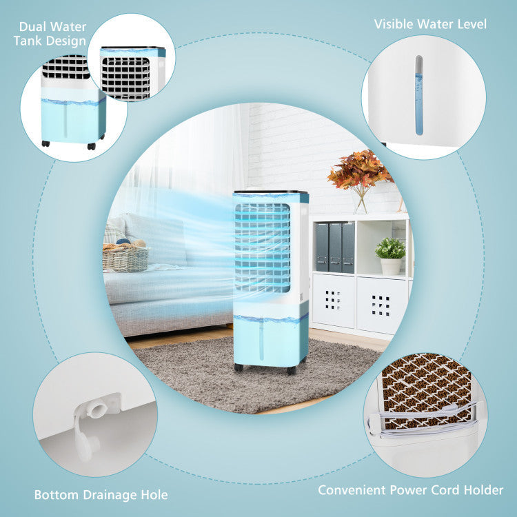 4-in-1 Portable Air Conditioner & Evaporative Air Cooler with 12L Water Tank and 4 Ice Boxes