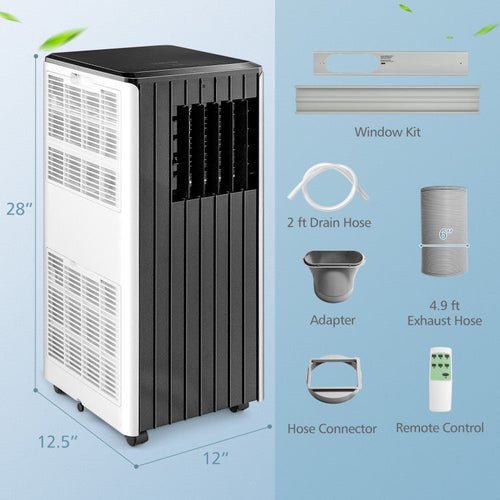 10000 BTU(Ashrae) Portable Air Conditioner Cools 350 Sq.Ft with Dehumidifier