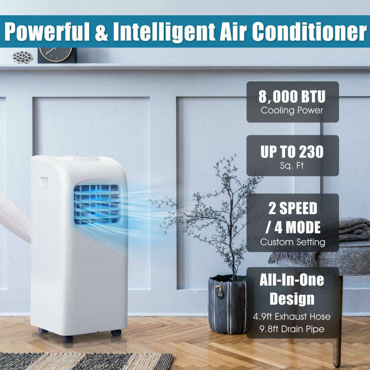 8000 BTU Portable Air Conditioner with Dehumidifier Function